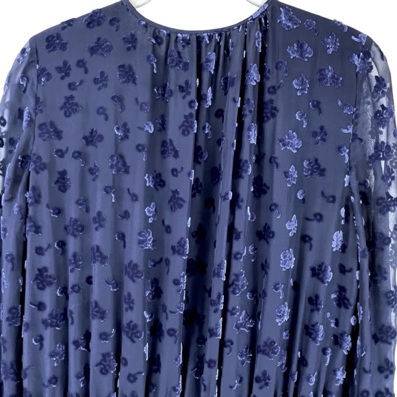 Anthro Shoshanna Velvet Burnout Levon Dress Floral Silk Lapis Blue Silk Blend 6 - Picture 6 of 12